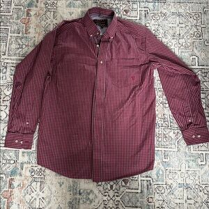 Ariat Pro Series Button Down Shirt Men's Red Plaid Size M Long Sleeve Check